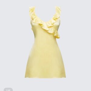 Finesse Soft Yellow Ruffle V-Neck Mini Dress